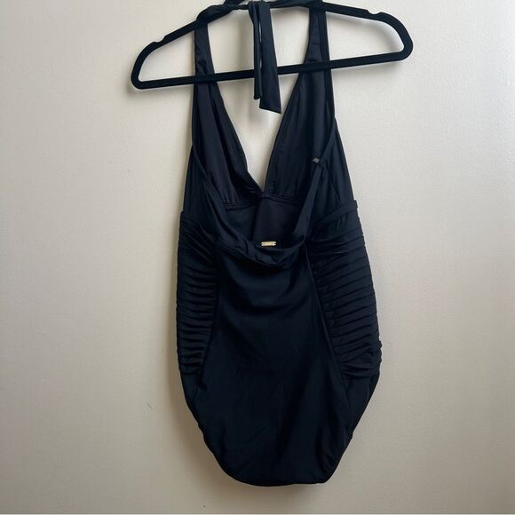 Calvin Klein One Piece Bathing Suit halter swim Black Size 10 - Picture 2 of 5